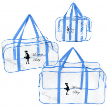 Набор из 3 прозрачных сумок в роддом Mommy Bag (S, L, XL) Синий Набор из 3 прозрачных сумок в роддом Mommy Bag (S, L, XL) Синий