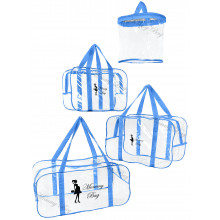 Набор из прозрачных сумок в роддом Mommy Bag (S, M, L + органайзер) Синий Набор из прозрачных сумок в роддом Mommy Bag (S, M, L + органайзер) Синий