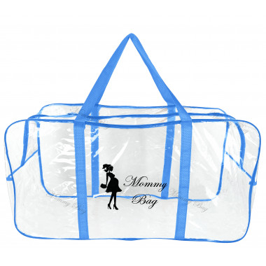 Сумка прозрачная в роддом Mommy Bag XL синяя (b004)