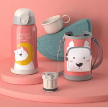 Термос с поильником Мишка Розовый 550 мл с чехлом и чашечкой Термос с поильником Мишка Розовый 550 мл с чехлом и чашечкой