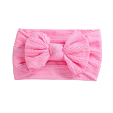 Афробант-повязка на голову – #8 Бантик розовый 0-3 года (33-50 см)