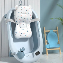 Ванночка складная детская 5в1 с горкой-подушкой и термометром Голубая