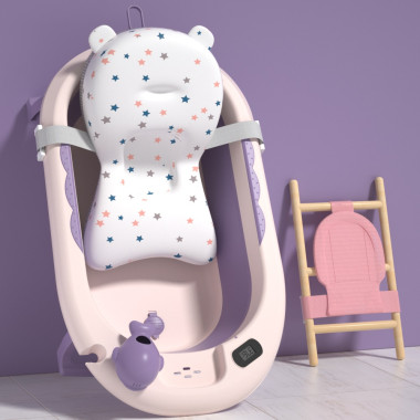 Ванночка складная детская 5в1 с горкой-подушкой и термометром Лавандовая