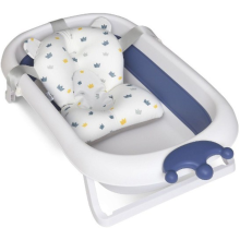 Ванночка складная детская с горкой-подушкой Голубая с короной Ванночка складная детская с горкой-подушкой Голубая с короной