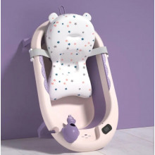 Ванночка складная детская с горкой-подушкой и термометром Лавандовая Ванночка складная детская с горкой-подушкой и термометром Лавандовая