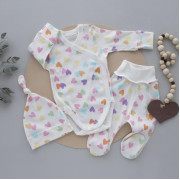 Комплект 3 ед. RoyalBaby Сердечки разноцветные с боди (интерлок) р.56, 0-3 мес